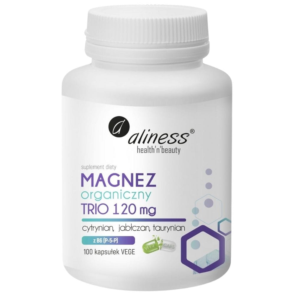 Aliness Organic Magnesium TRIO 120 mg + Vitamin B6 - 100 Capsules