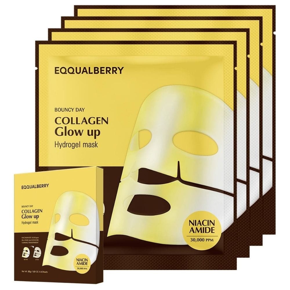 EQQUALBERRY Collagen Glow Up Hydrogel Mask - 4 Pieces