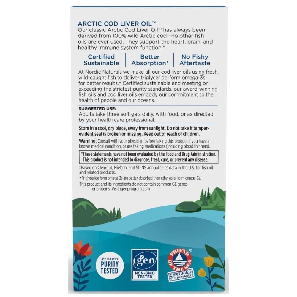Nordic Naturals Arctic Cod Liver Oil, Lemon - 180 Softgels