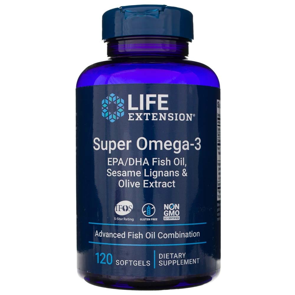 Life Extension Super Omega-3 EPA/DHA with Sesame Lignans & Olive Extract - 120 Softgels