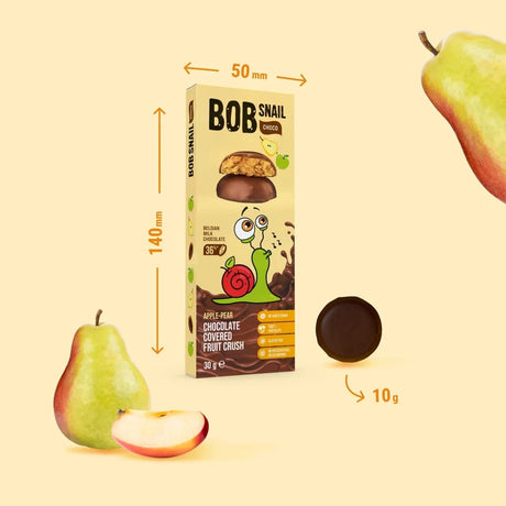 Bob Snail Apple & Pear Snack in Belgian Chocolate, Sugar-Free - 30 g