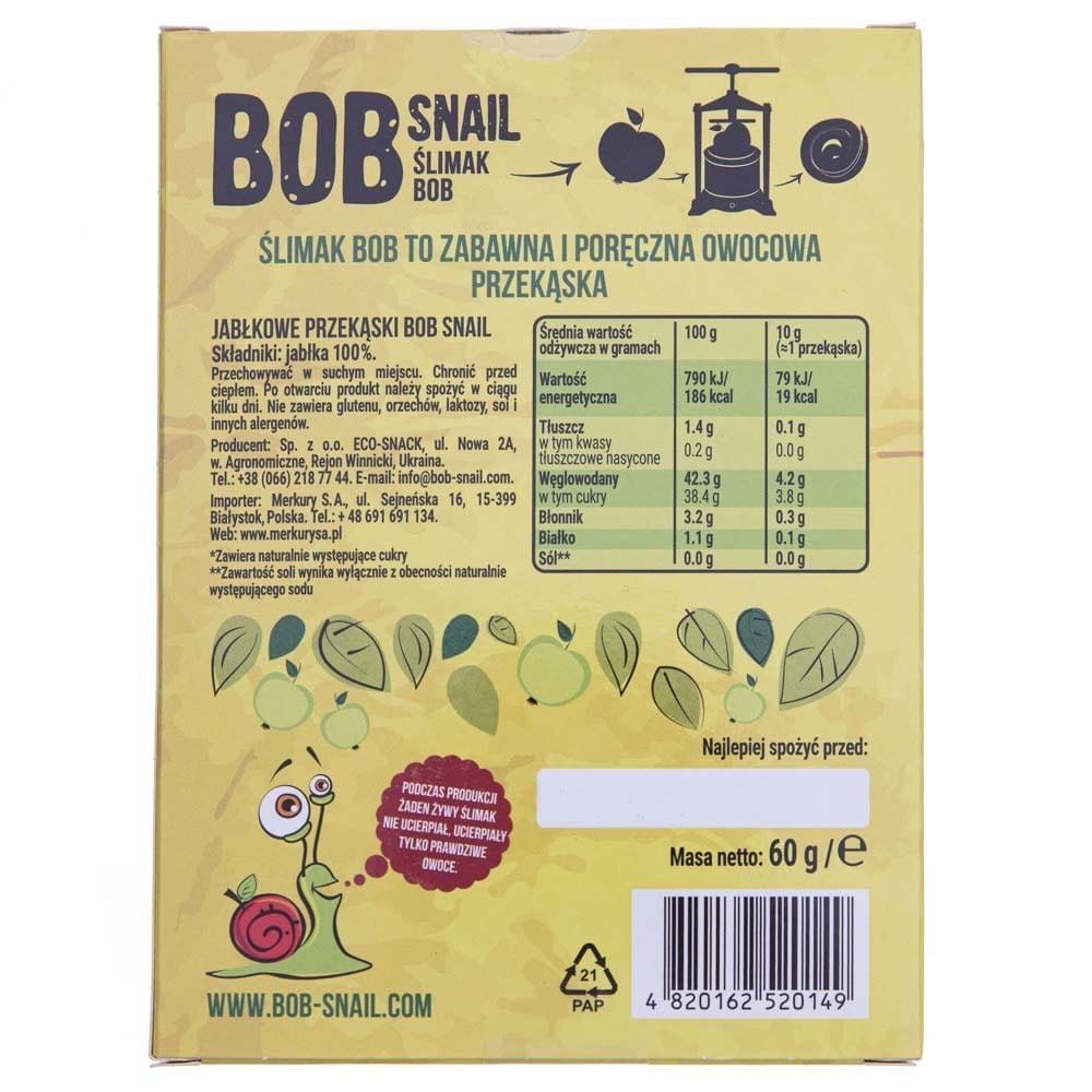Bob Snail Rollsy Fruit, Apple - 60 g