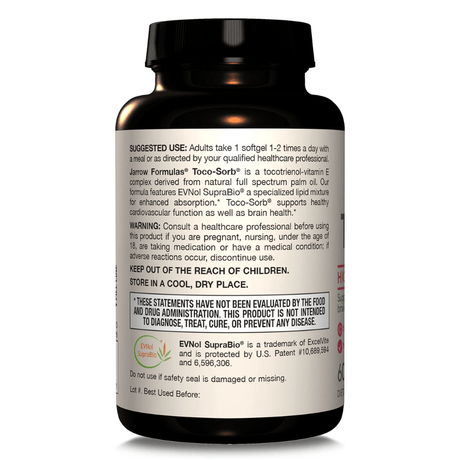 Jarrow Formulas Toco-Sorb, Mixed Tocotrienols and Vitamin E - 60 Softgels
