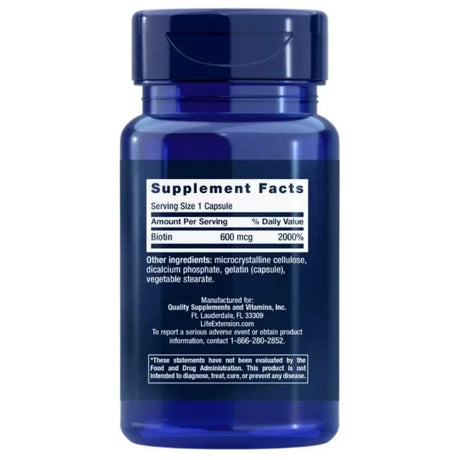 Life Extension Biotin 600 mg - 100 Capsules