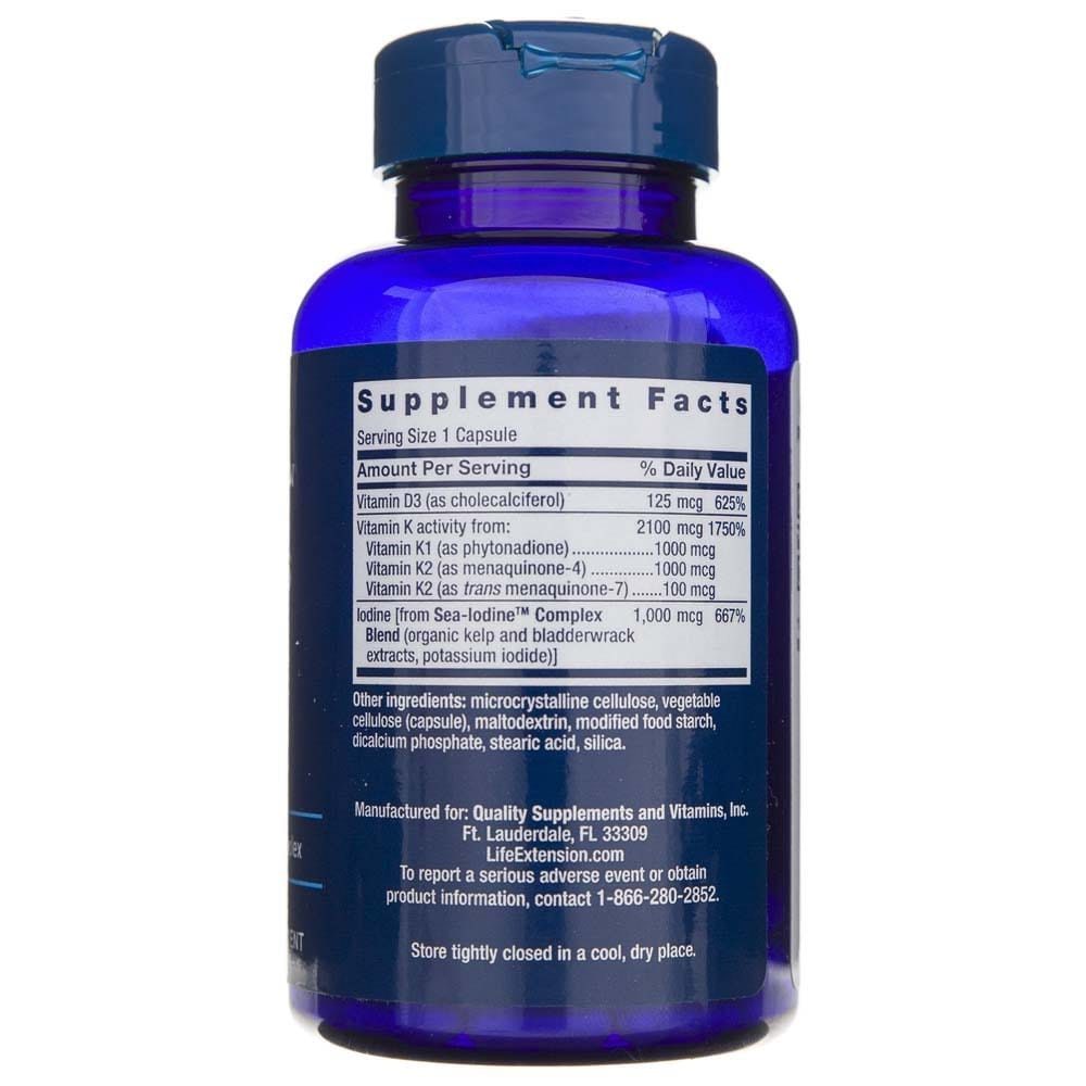 Life Extension Vitamins D and K with Sea-Iodine - 60 Capsules