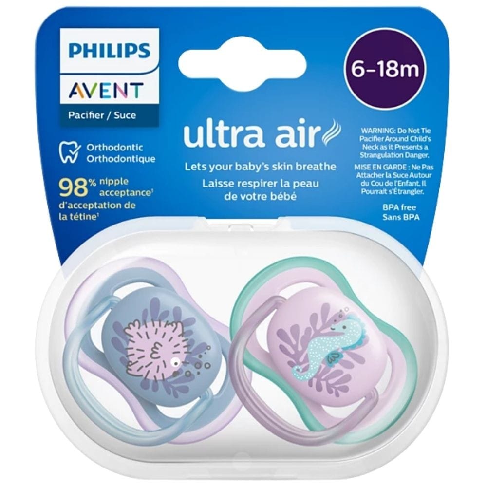 Philips Avent Ultra Air Pacifier, 6-18 Months, Girl - 2 Pieces