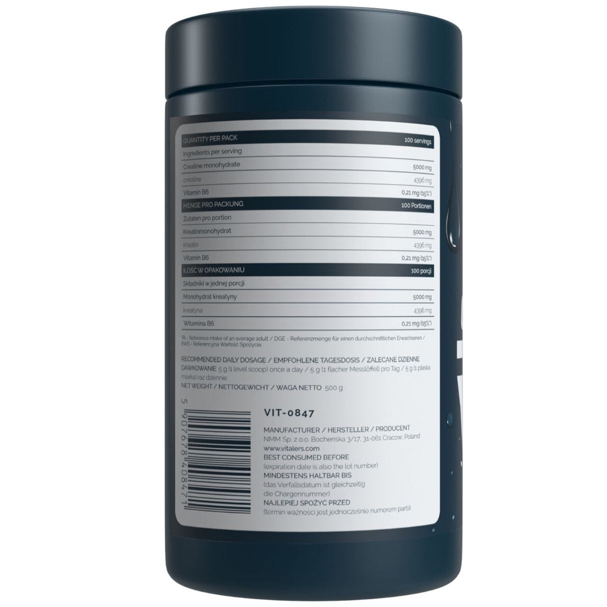 Vitaler's Sport Micronized Creatine Monohydrate 5000 mg - 500 g