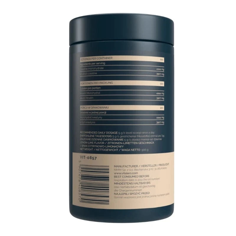 Vitaler's Sport Micronized Creatine Monohydrate 5000 mg, Lemon-Lime - 500 g